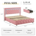 thumbnail image 5 of 4 EVER WINNER Full Size LED Bed Frame with 4 Drawers, Pink Full Bed Frame with LED Light Headboard, Modern Upholstered Bed with Diamond Headboard and Footboard, Pink, 5 of 7