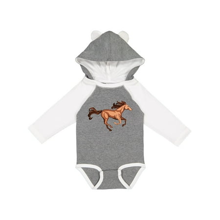 

Inktastic Galloping Brown Horse-stylized illustration Gift Baby Boy or Baby Girl Long Sleeve Bodysuit