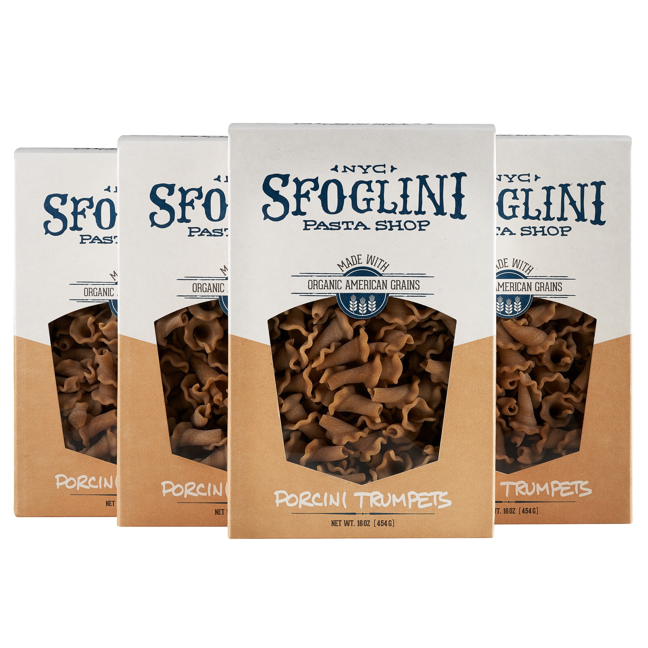 Sfoglini Organic Porcini Trumpets Pasta, Earthy Mushroom, 4 Count, 16