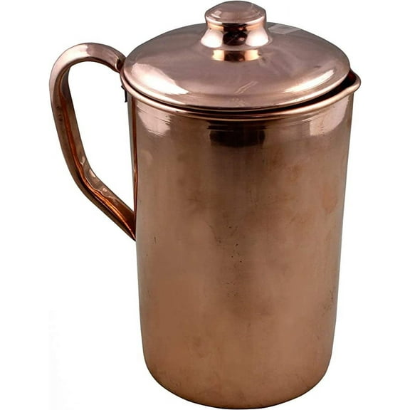 Pure Copper Water Jug Pitcher with Lid Drinkware for Ayurvedic Health Benefits