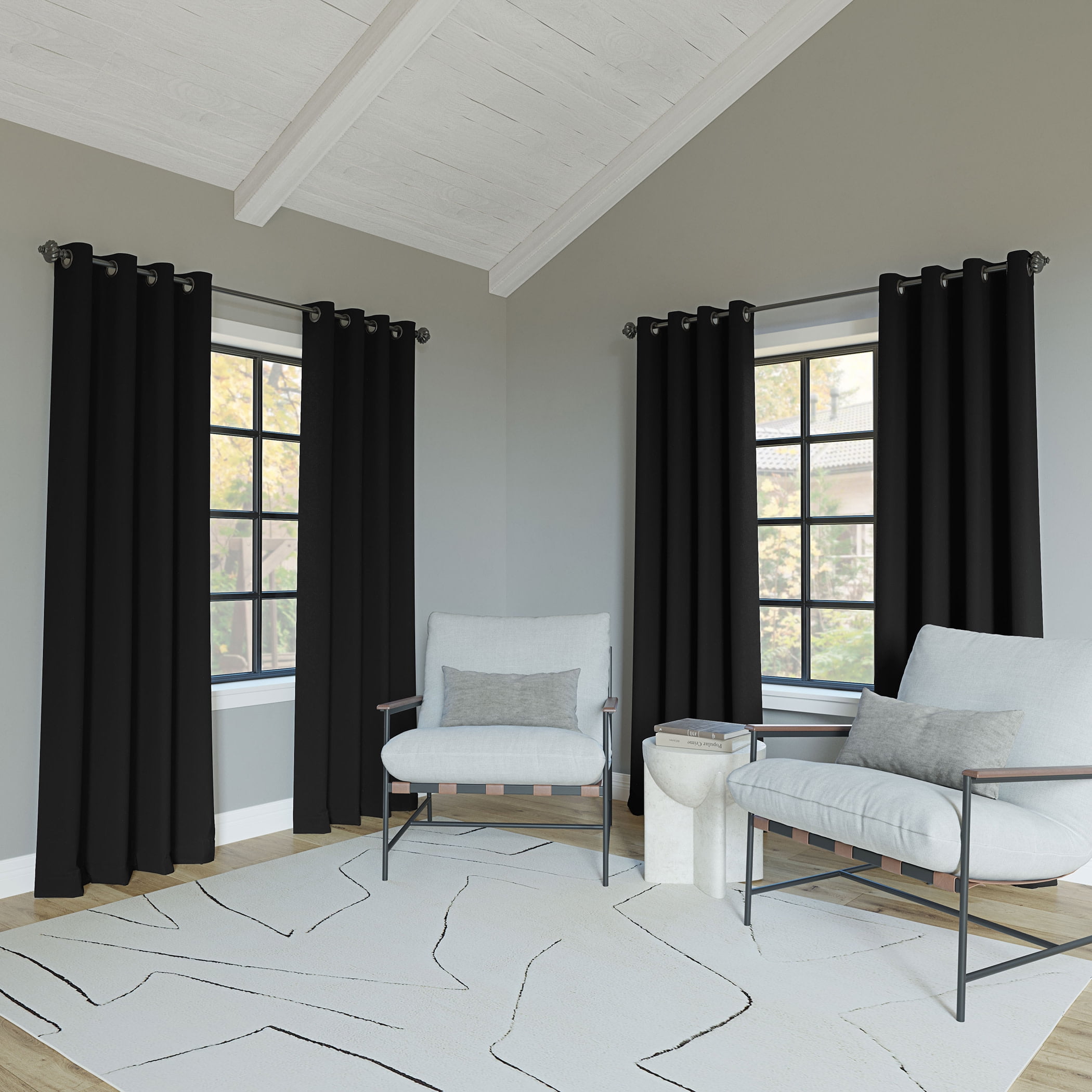 Sun Zero Oslo Extreme 100% Blackout Grommet Curtain Panel, 52"X95", Black, 1-Piece Single Panel