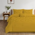 thumbnail image 2 of 3 Piece New Half Pinch Pleated Pattern Comforter Set, 800 TC, 100% Egyptian Cotton, Oversized Super King Size Gold Solid, 2 of 6