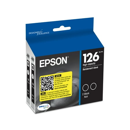 EPSON T126 DURABrite Ultra Genuine Ink Standard Capacity Black Dual Cartridge Pack