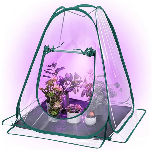 SELIVO 1 Pack Mini Greenhouse for Indoor,27" X 27" X 30" Pop Up Small Greenhouse Cover with Bottom Waterproof Bottom Mat for Indoor Outdoor Plants Seed Starting