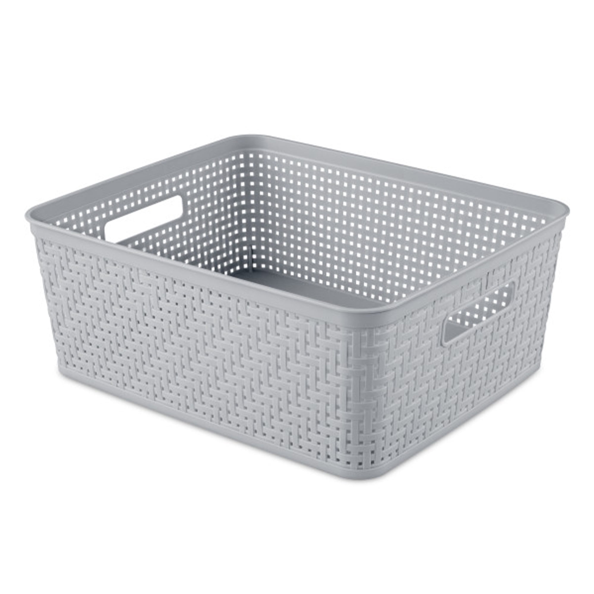 Sterilite 14 x 11.5 x 5'' Woven Plastic Storage Basket Organizers, Cement, 6 Pack