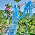 thumbnail image 2 of SLYNSHome Sheer Lace Window Scarf, Lightweight Decorative Wedding Drape,Blue Semi Transparent Voile Curtain Swag for Outdoor Arbor Gazebo Party Decor, 2 of 6