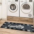 thumbnail image 2 of Ottomanson Non-Slip Rubberback Checkered 2x5 Laundry Room Runner Rug, 20" x 59", Black, 2 of 11