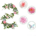 thumbnail image 3 of Hiroekza Artificial Flowers Garland with Butterfly 5.9FT Faux Rose Peony Eucalyptus Leaves Rattan Fake Flowers Plastic Home Garden Outdoor Wedding Decorations, 3 of 7
