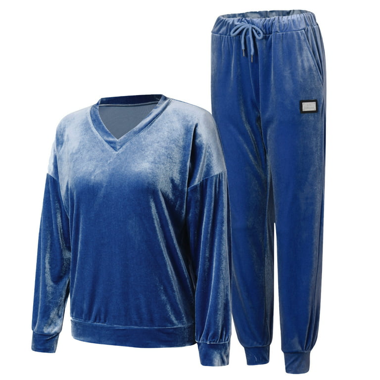  Blue Sweatsuit Ladies Sweat Suits 2 Piece Set Sparkly