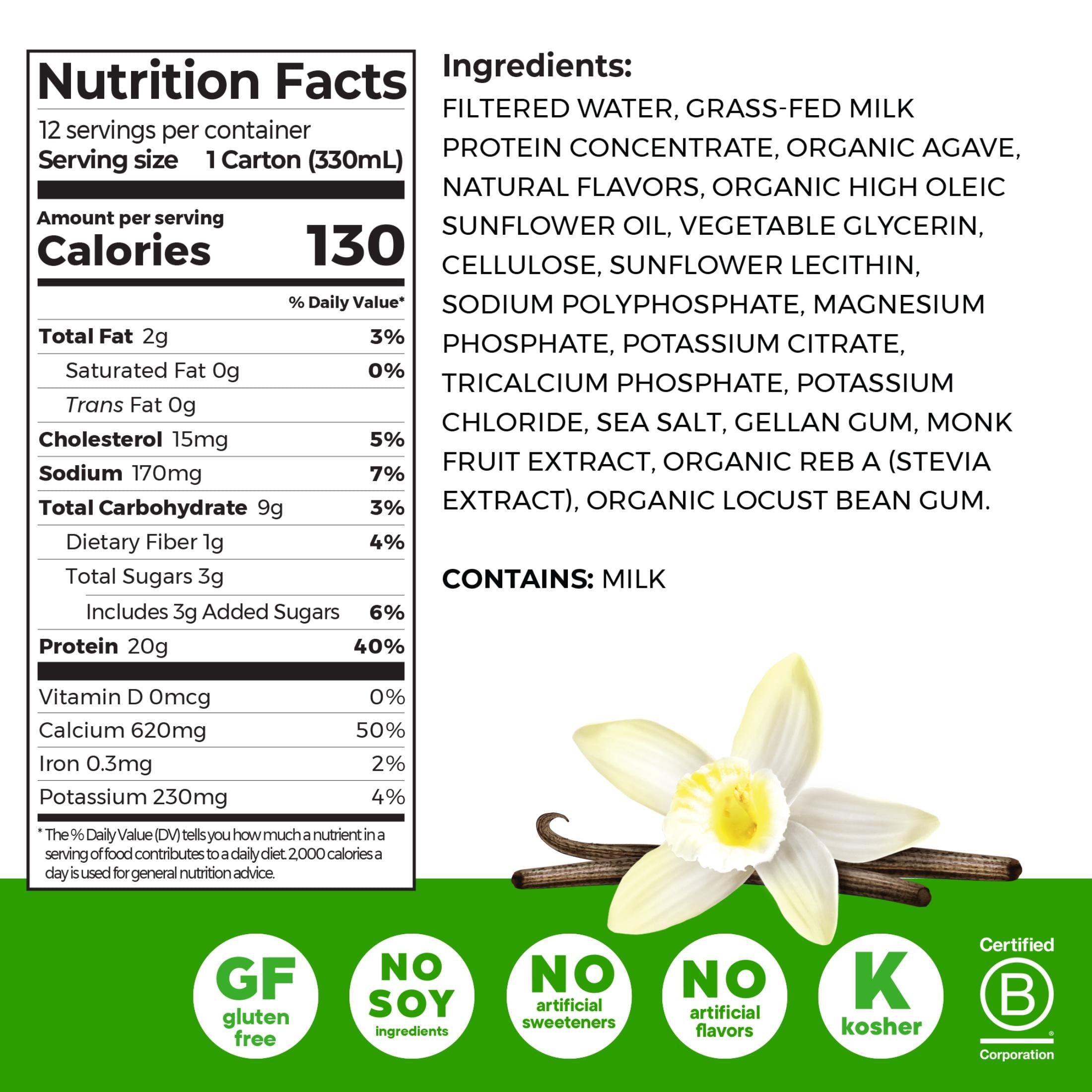 Orgain Vanilla Grass Fed Clean Protein Shake-12 pack