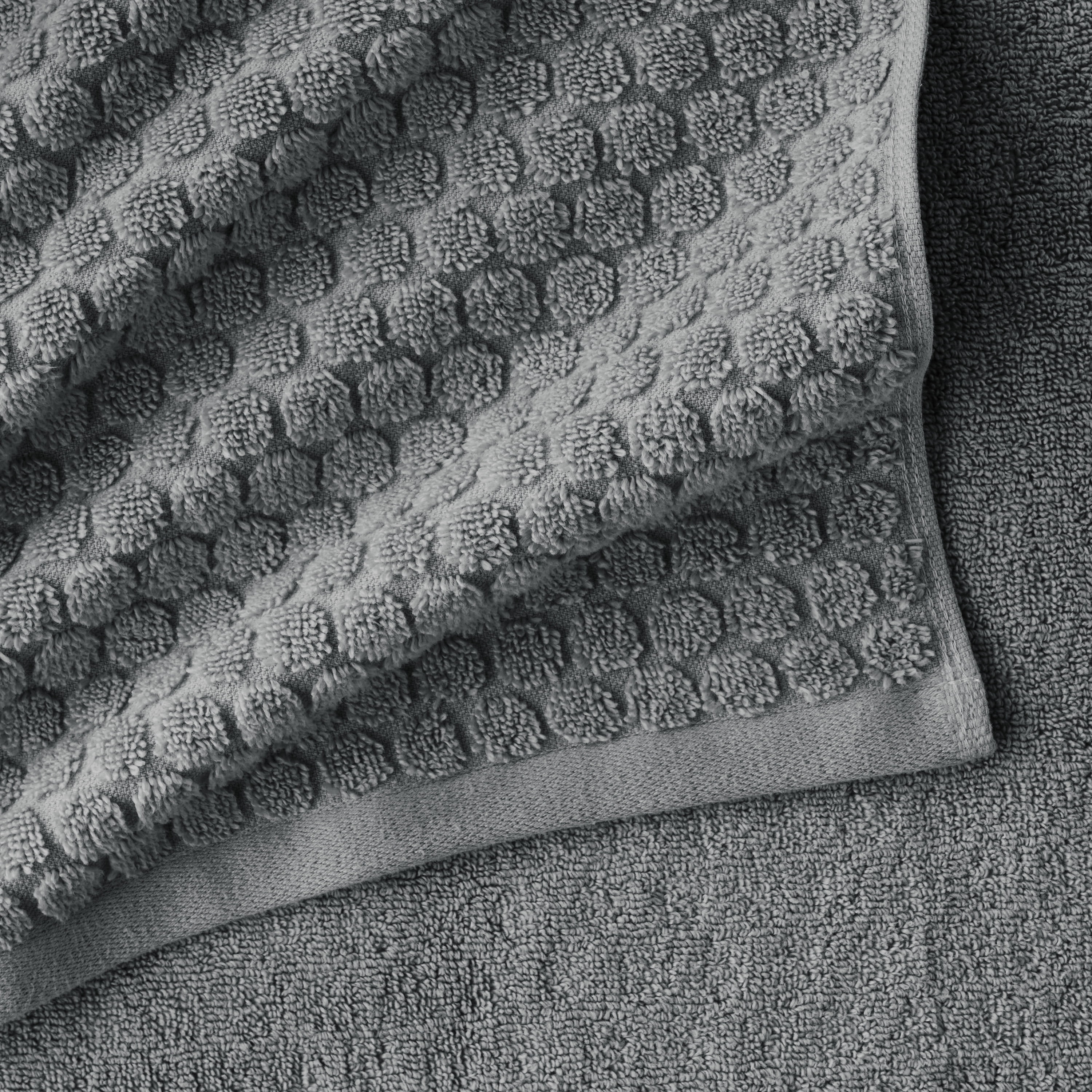 Beautiful by Drew Barrymore 6-Piece Dot Bath Towel Set, Soft 100% Cotton, Charcoal Gray