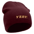 thumbnail image 4 of YEET Embroidered 8 Inch Acrylic Short Beanie - Maroon OSFM, 4 of 5