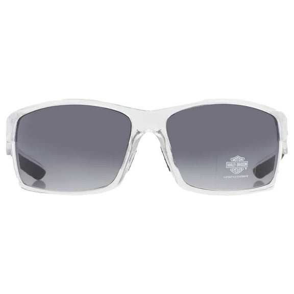 Harley-Davidson Men's Narrow Angular Sunglasses, Crystal w/ Gradient Smoke Lens, Harley Davidson