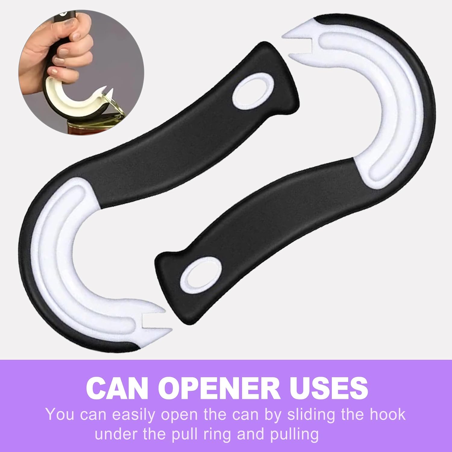 FRKSMD-2 Pack Ring Pull Can Opener for Seniors with Arthritis - Pop Can & Soda Opener Tool for Weak Hands - Easy Tab Openers for Cat Food, Protects Nails & Joints