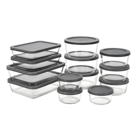 MAINSTAYS verre de stockage de nourriture avec couvercle PE de forme ronde et rectangulaire
