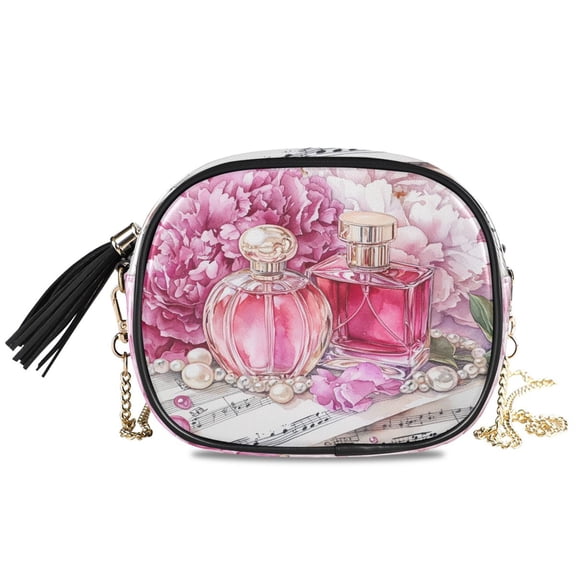 Womens Casual Chain Shoulder Bag Simple style Perfume Bottles with Flowers Crossbody Bag