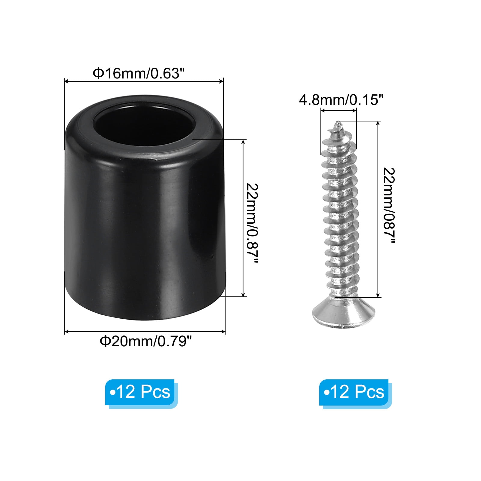 Unique Bargains Cutting Board Feet Round Rubber Bumpers with Screws 0.2"x0.88"
