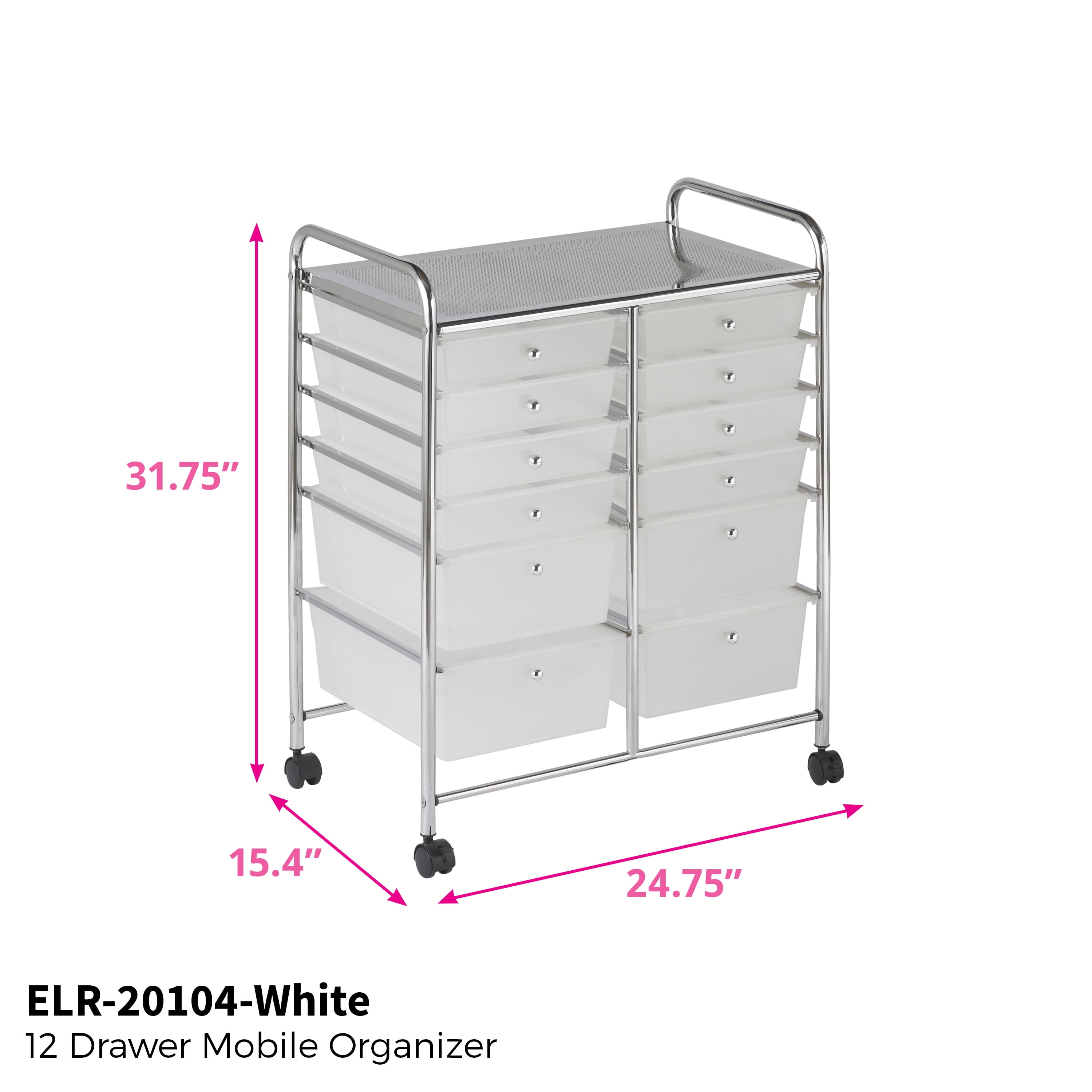 12 Drawer 8 Plus 4 Mobile Organizer White Walmart Com