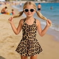 thumbnail image 3 of DISNIMO Leopard Printed Girls One Piece Swimsuits Sleeveless Bathing Suit Hawaiian Summer Swimwear with Skirt U Neck Swim Dress for Kids Girls Size 7-8, 3 of 8