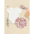 thumbnail image 5 of Yunliwuli Baby Girls Summer Shorts Sets Short Sleeve Letter Print Romper Floral Print PP Shorts Headband Sets, 5 of 10