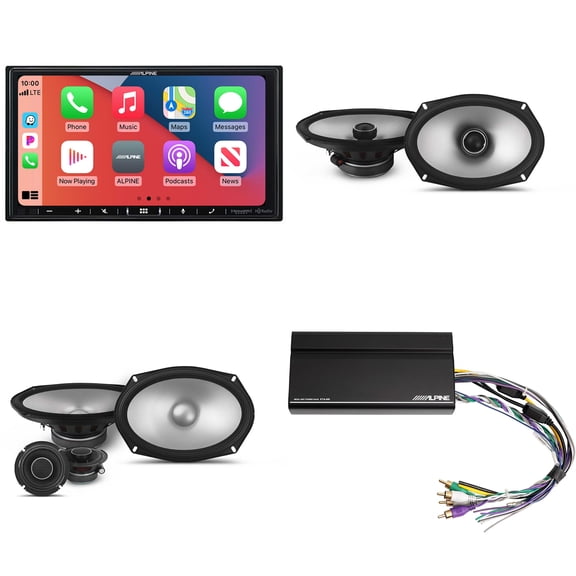 Alpine iLX-407 7-Inch Multimedia Receiver Apple Carplay and Android Auto & 1 Pair Alpine S2-S69 Type S 6x9 Coax, S2-S69C Type S 6x9 Comp. including Power Pack