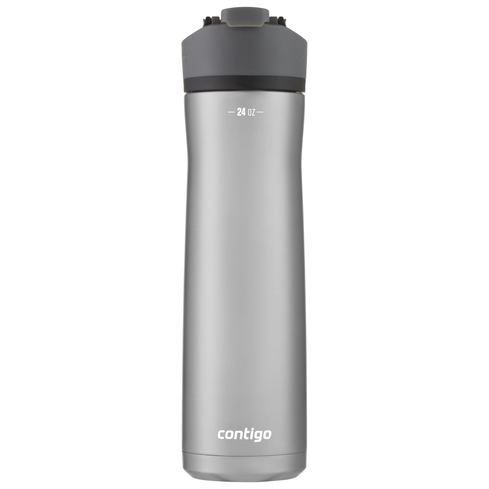 Contigo Cortland Chill 2.0 24 oz Silver, Gray and Licorice Solid Print Double Wall Vacuum Insulated Stainless Steel Water Bottle with Wide Mouth Lid