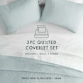 thumbnail image 2 of Noble Linens Pale Blue Damask Pattern Quilted Coverlet Set, King / CalKing, 2 of 10