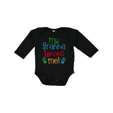 

Inktastic Granna Loves Me Grandkid Outfit Gift Baby Boy or Baby Girl Long Sleeve Bodysuit
