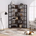thumbnail image 2 of Tribesigns 6-Shelf Corner Bookcase, Vintage Industrial Corner Bookshelf Etagere Bookcase, 6 Tier Corner Shelf Storage Rack with Metal Frame for Living Room Home Office (Rustic Brown), 2 of 7