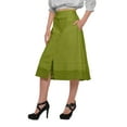 thumbnail image 3 of Moomaya Solid Cotton Skirts For Women Button Down A-Line Knee Length Skirts, 3 of 5
