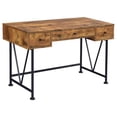 thumbnail image 2 of 2 Piece Writing Desk with Bookshelf Unit, Rustic Brown, Black Metal Frame, 2 of 5