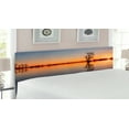 thumbnail image 2 of Lake Headboard, Silhouette of Single Tree over Still Lake Basin with Last Sun Rays on the Day Theme, Upholstered Decorative Metal Bed Headboard with Memory Foam, King Size, Orange Blue, by Ambesonne, 2 of 4