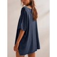 thumbnail image 3 of Women Crew‑Neck Oversized Short‑Sleeve T‑Shirt, Loose Drop‑Shoulder Side‑Slit Hem Casual Summer Tunic Blouse Tops, 3 of 15