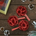 thumbnail image 2 of Northlight 3ct Holographic Glittered Christmas Rose Ball Ornament Set 3" - Red, 2 of 4