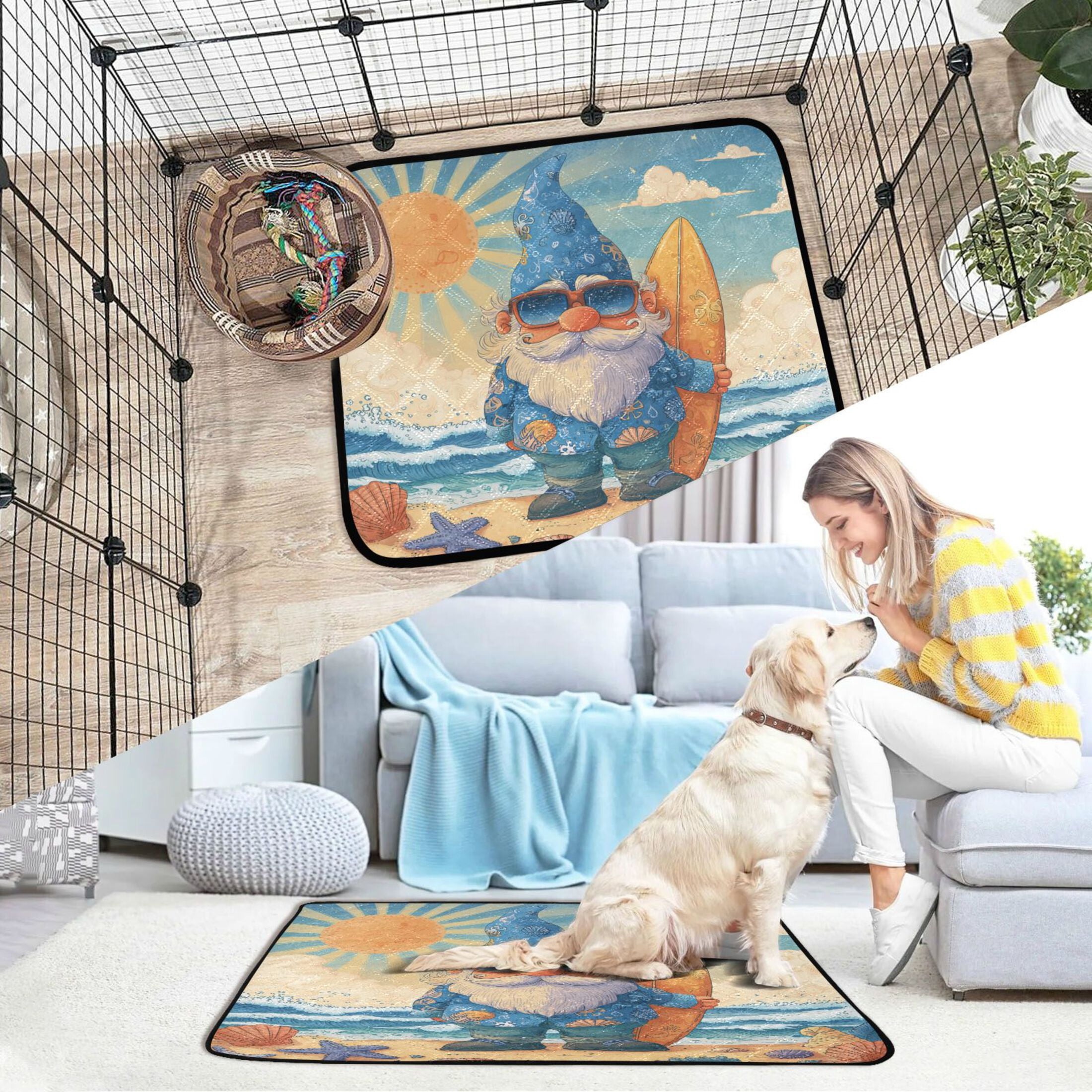 Qxltty Summer Dwarf Cat litter Pads Pet Set of 3 Diaper Mats Center Anti-leakage Layer Absorbent Soft and Comfortable