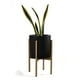 thumbnail image 1 of Maceta Cilindro Negro Moderna Base De Metal Dorada Interior/ext. Macetas y Maceteros Estilo moderno, elegante y minimalista., 1 of 2
