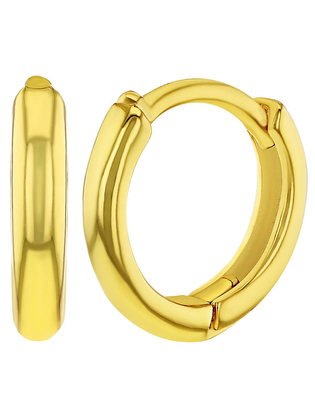 Gold Plated Classic Small Plain Huggie Hoop Earrings for Toddler Girls 8mm