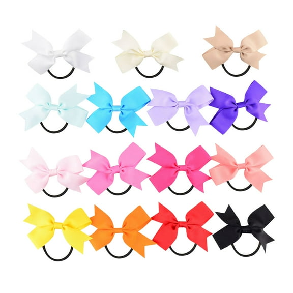 Mobutofu 16Pcs Bow Ponytail Holder Hair Ropes for Girls Daily Wear