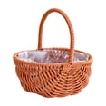thumbnail image 2 of Large Hand Woven Oval Picnic Storage Basket with Handle, S Size, Empty Harvest Basket for Fruit Floral Wedding Farmhouse Party Decor, 2 of 8