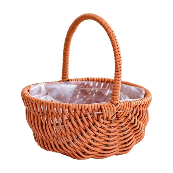 Imitation Rattan Woven Storage Basket, Handheld Small Basket for Gifts, Flowers, and Home Decoration, Vintage Style Storage Bin for Bathroom, Living Room, Office, 7.1x5.5x3.2 Inches