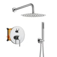 thumbnail image 1 of Boyel Living 10 in Shower System Wall Mount Rainfall Shower Head with Handheld Shower,2-function Bathroom Round Shower Set Dual Shower Heads,Shower Faucet Set in Chrome, 1 of 1