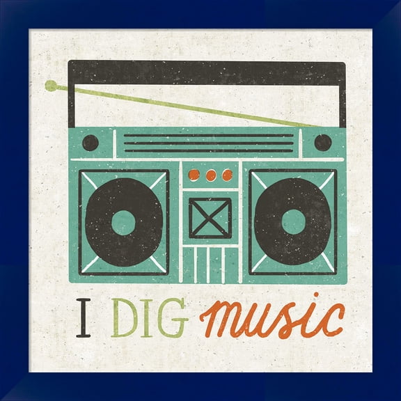 Great Art Now Retro Desktop Boom Box by Michael Mullan, Framed Wall Art, 14W x 14H