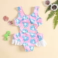 thumbnail image 2 of Toddler Swimsuit Girl Summer Ruffles Cartoon Prints 1 Piece Swimwear Bowknot Beach Onesie Bikini Baby Girl Bathing Suit,Size 6 Months-12 Months, 2 of 6