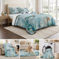 thumbnail image 6 of Full Quilt Set 78''x90'', Coastal Turtle Lightweight Bedspread Coverlet Set with 2 Pillow Shams, Nautical Eucalyptus Leaves Coral Seaweed Breathable All Season Quilt Bedding for Bedroom/Guest Room, 6 of 9
