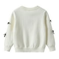 thumbnail image 6 of ZHOGXU Kids Girls Sweater Long Sleeve Bow Detail Knit Open Front Buttons Comfortable Lightweight Cardigan For Everyday Wear White 9-10 Years, 6 of 6