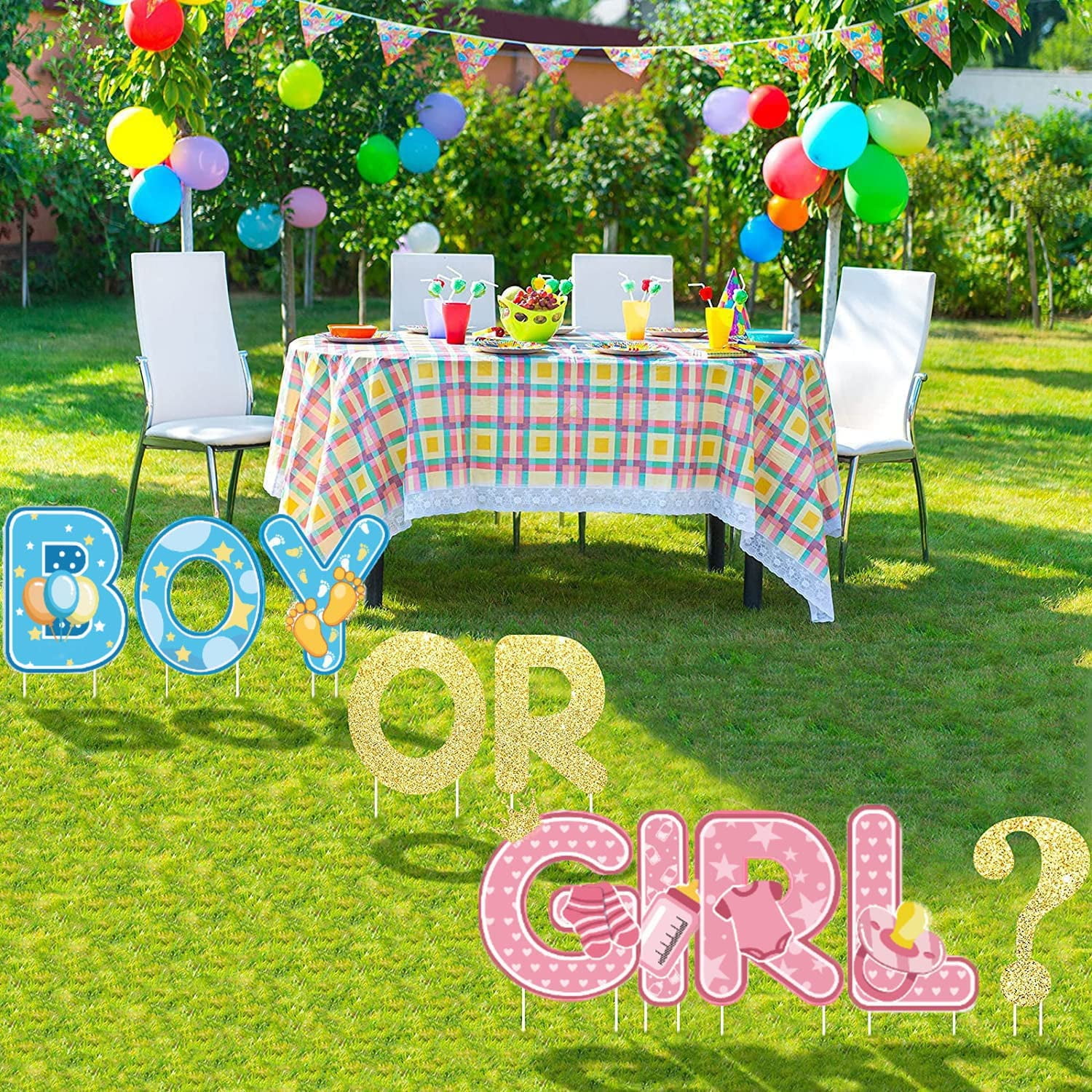 Gender Reveal Decorations Yard Signs 10Pcs Baby Gender Reveal Party