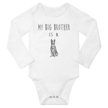 

My Big Brother is a Australian Cattle Dog Cute Baby Long Sleeve Clothes Bodysuit Boy Girl (White 0-6M)