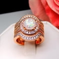 thumbnail image 2 of Consuelo Wedding Ring Set for Women 3pc Fire Opal Engagement Matching Band Ginger Lyne Collection, 2 of 5
