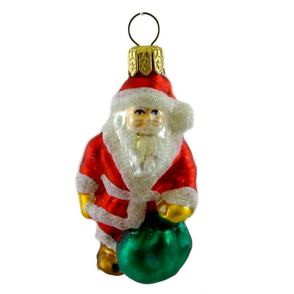Holiday Ornament Santa With Bag Blown Glass Christmas St Nicholas M97 Red