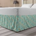 thumbnail image 1 of Leaves Bed Skirt, Hand-drawn Leafy Climber Pattern on Pale Green Background, Elastic Bedskirt Dust Ruffle Wrap Around for Bedding Decor, 4 Sizes, Reseda Green Pale Orange, by Ambesonne, 1 of 2